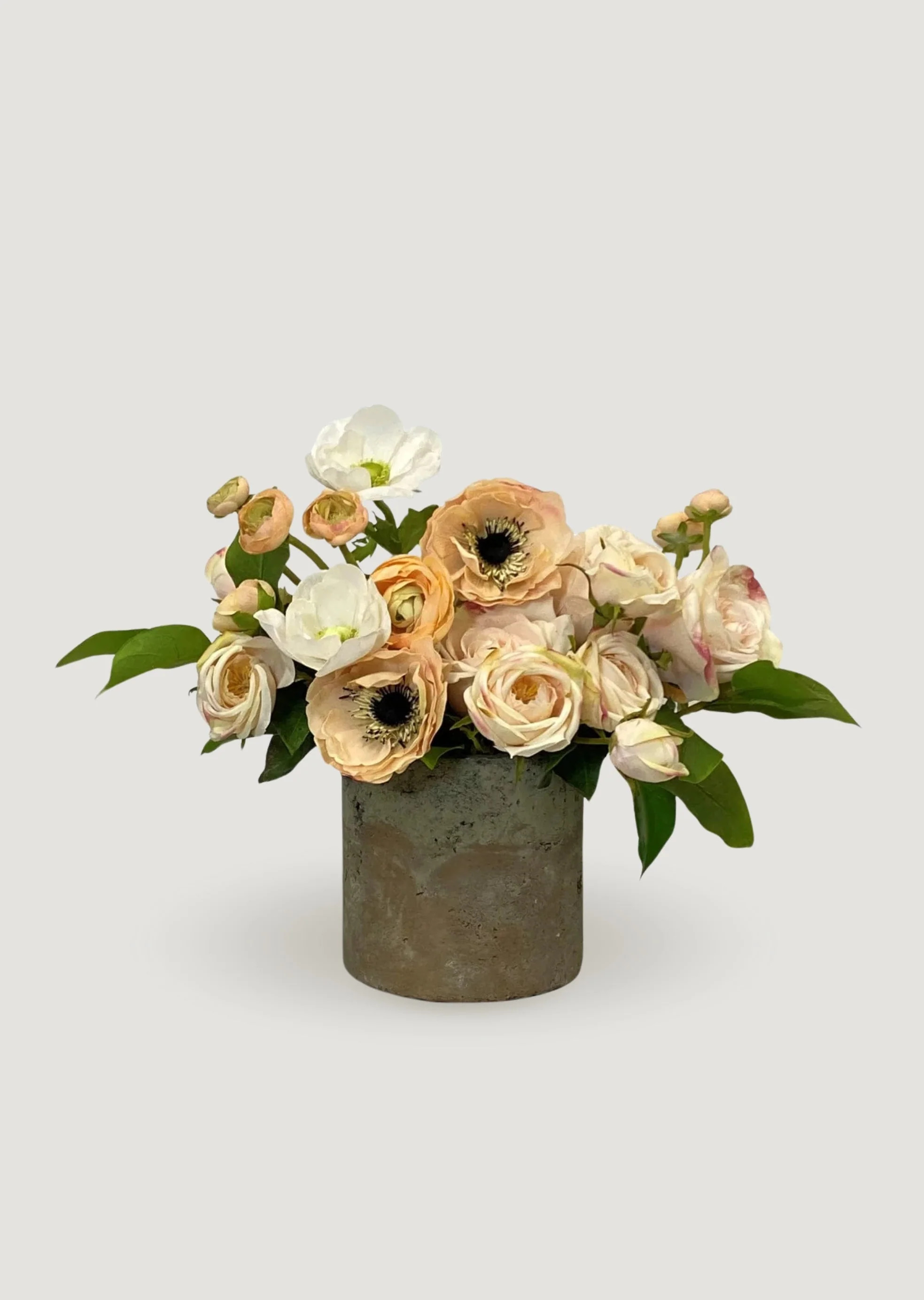 Real Touch Rose and Anemone Potted Flower Arrangement - 12" | Afloral