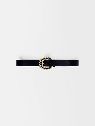 Black leather belt | Maje US
