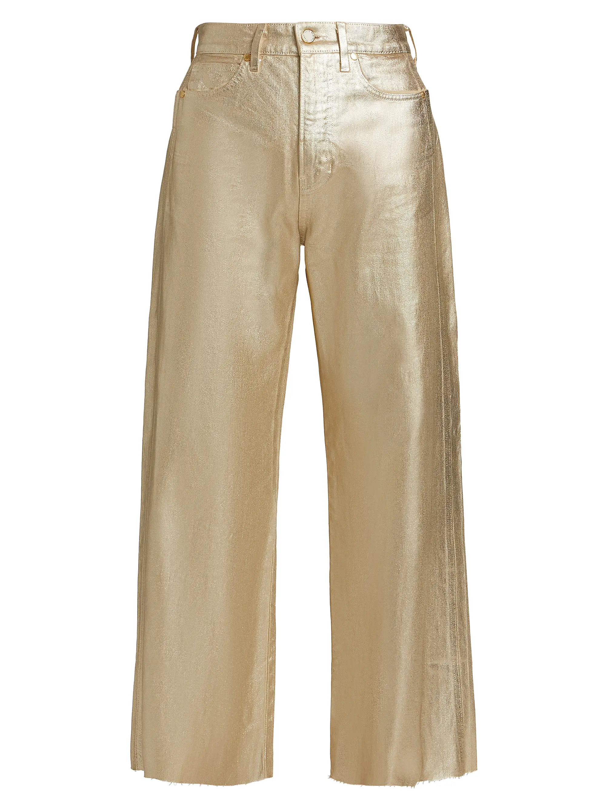 Taylor Metallic Cropped High-Rise Wide-Leg Jeans | Saks Fifth Avenue