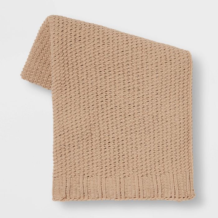 Solid Chenille Knit Throw Blanket Berry - Threshold&#8482; | Target