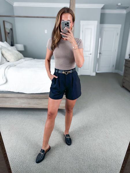 Abercrombie curve love Sloan tailored dress shorts in 24. Coastal grandmother. Business casual. Abercrombie ribbed tuckable tee in XXS. Amazon belt. Amazon mules are TTS. Pottery Barn canopy bed. 

#LTKShoeCrush #LTKFindsUnder50 #LTKWorkwear