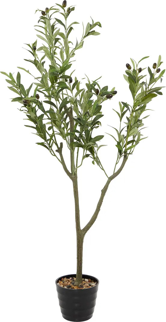Green Faux Foliage Olive Artificial Tree with Black Melamine Pot | Nordstrom Rack