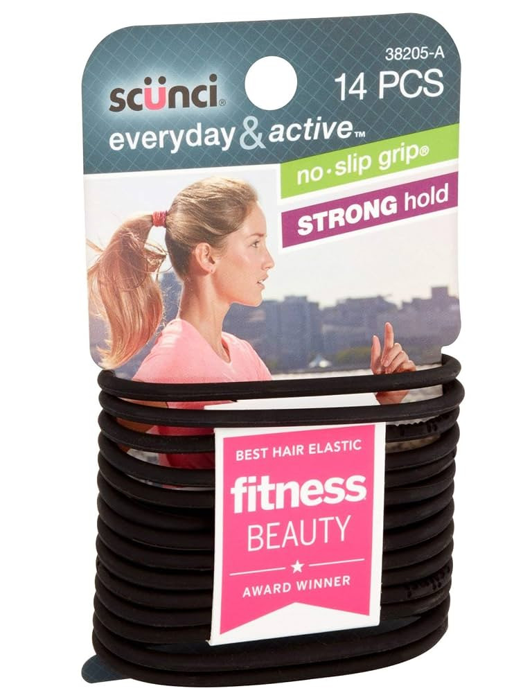 Scunci Black Gel Elastics, No Slip Grip, Strong Hold-Ponytailers, 14 Count (Pack of 1) | Amazon (US)