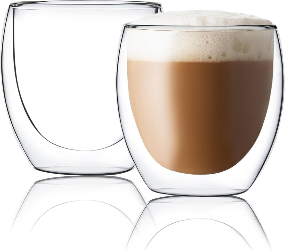 CNGLASS Clear Glass Espresso Cups 8.5 oz Set of 2 | Amazon (US)