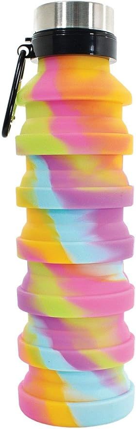 iscream BPA Free, 18 oz Collapsible Silicone Bottle with Carabiner - Rainbow Sherbert | Amazon (US)