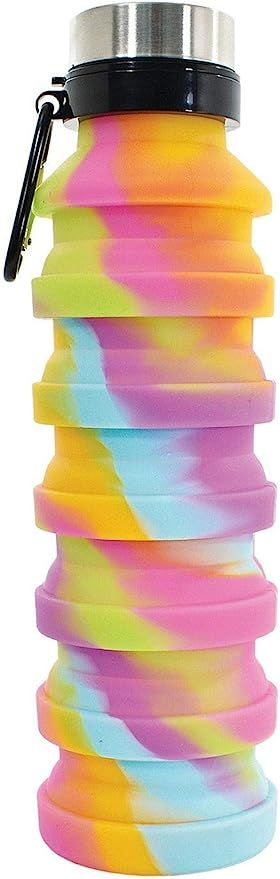 iscream BPA Free, 18 oz Collapsible Silicone Bottle with Carabiner - Rainbow Sherbert | Amazon (US)