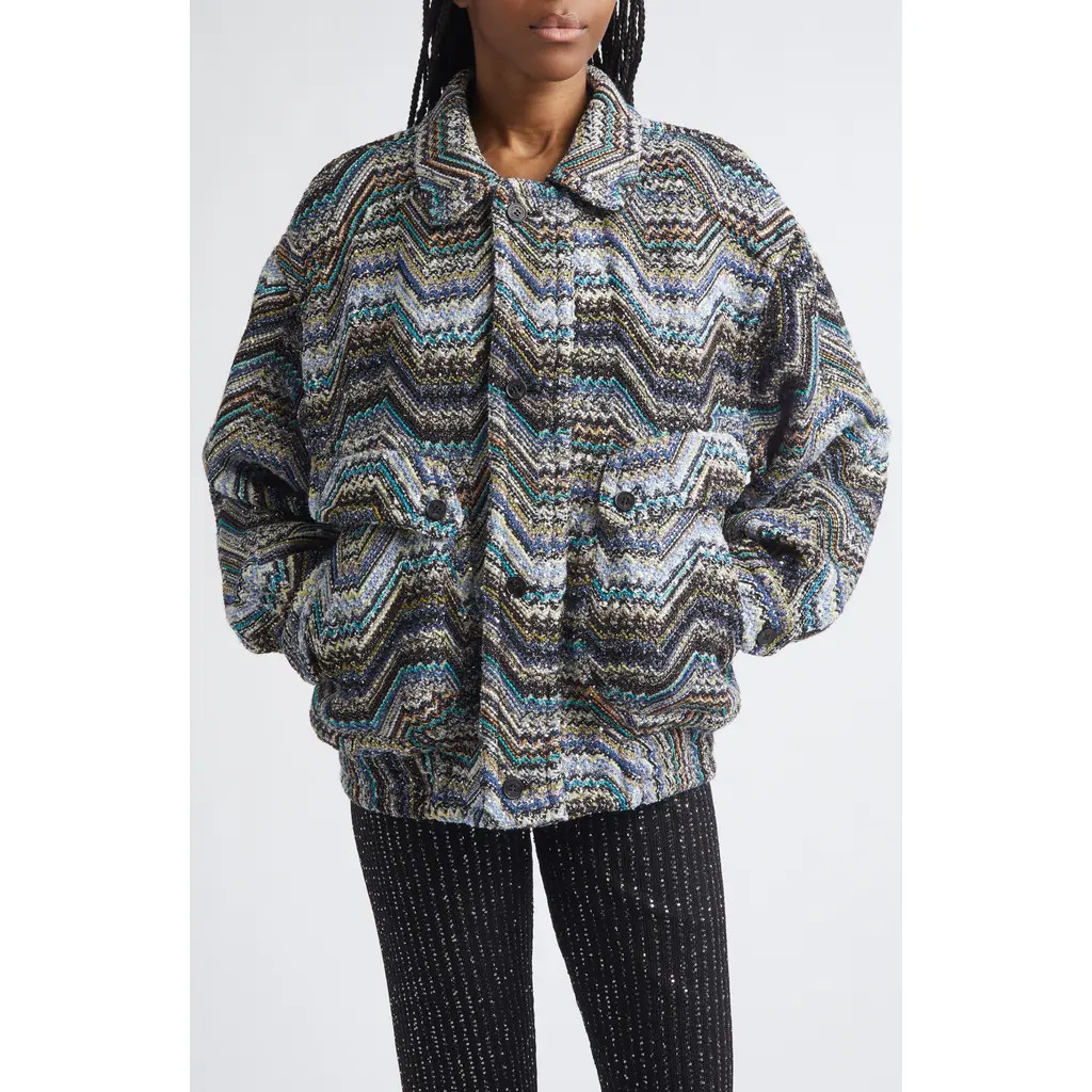 Missoni Metallic Zigzag Sequin Field Jacket in Grey Multi at Nordstrom, Size Medium | Nordstrom