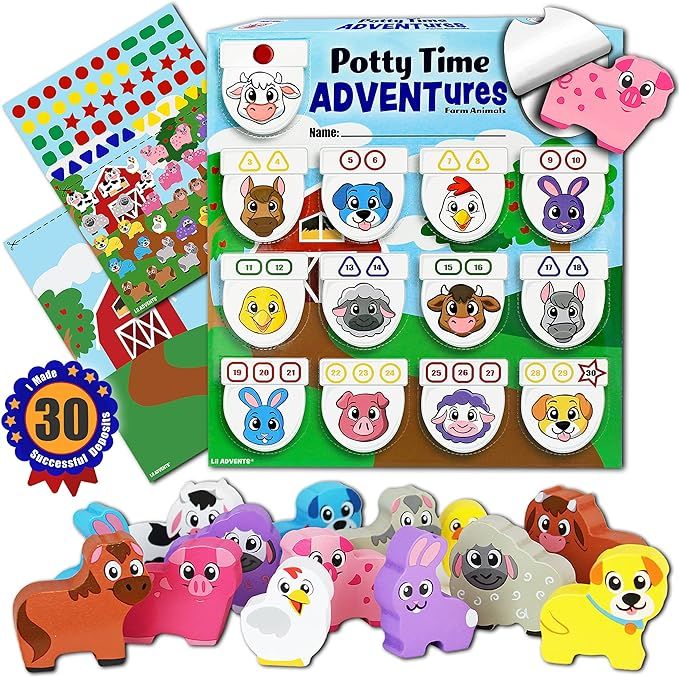 Potty Time Adventures - Farm Animals with 14 Wooden Block Toy Prizes | Potty Training Advent Game... | Amazon (US)