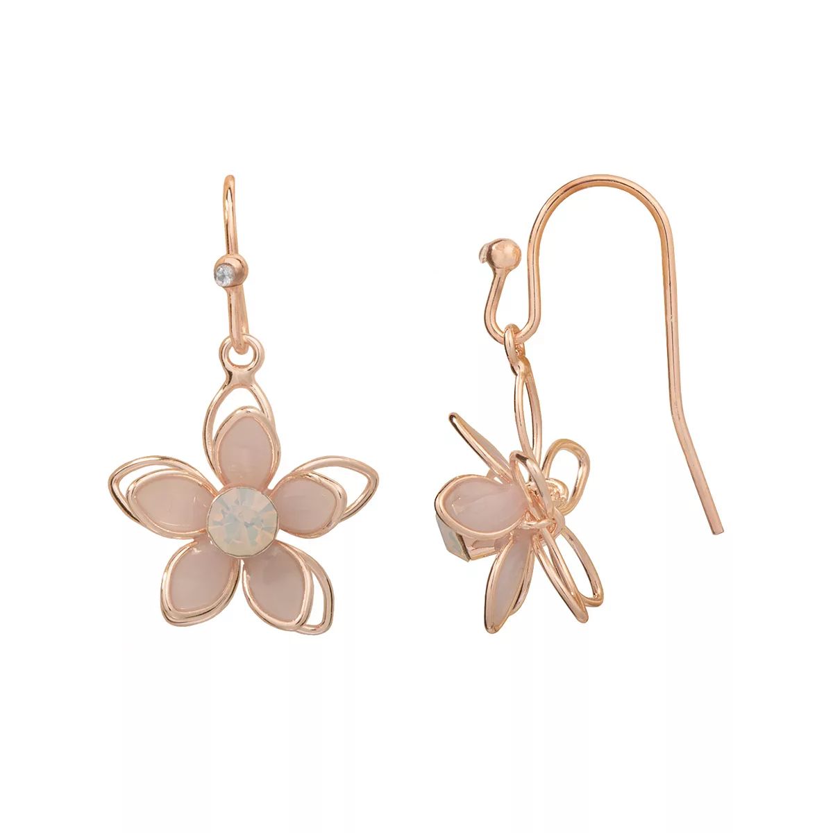 LC Lauren Conrad Rose Gold Tone Crystal Flower Drop Earrings | Kohl's