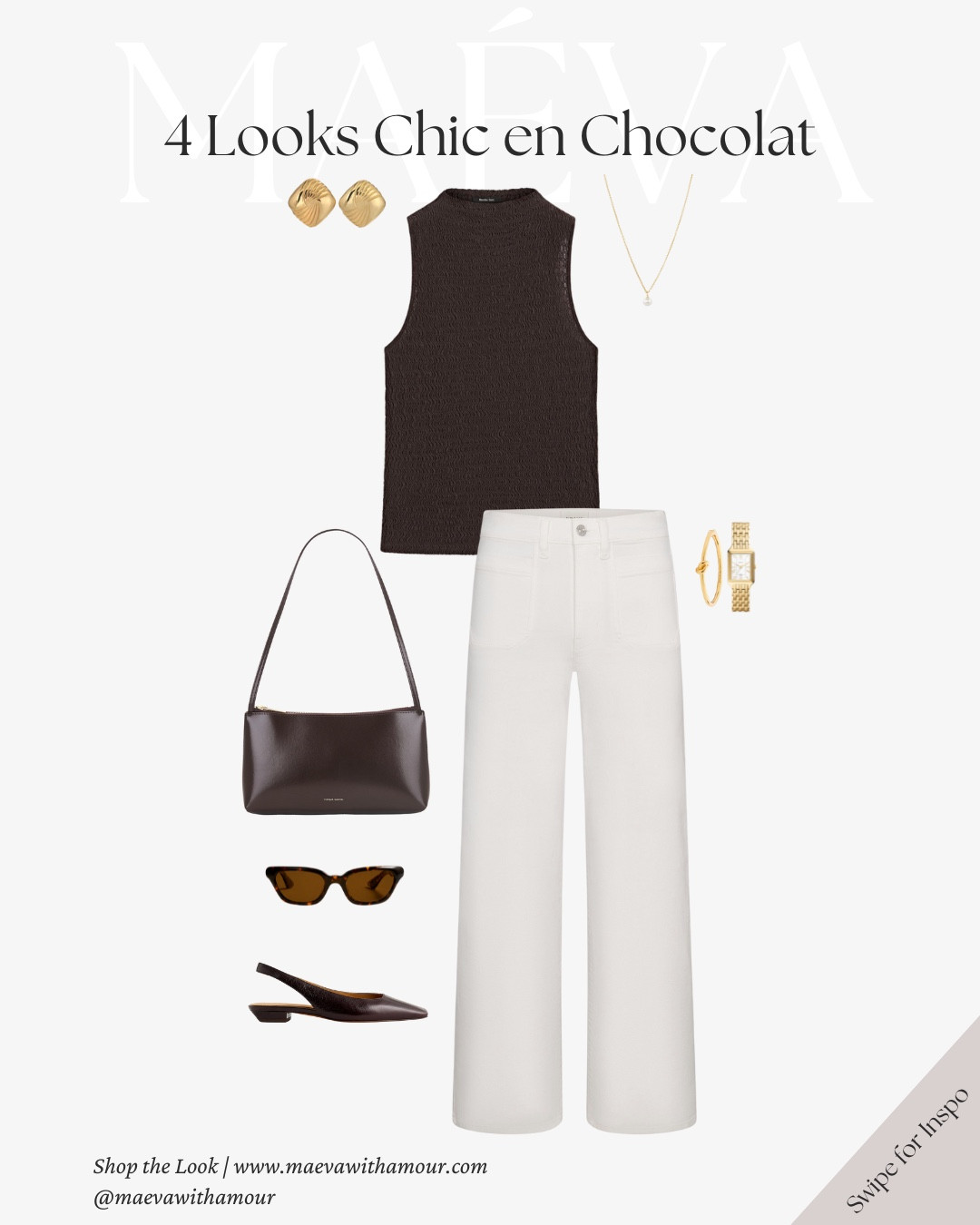 Chocolate brown is the perfect shade for now and later 🤎 This 4-look mini edit shows how one rich hue can pair beautifully with summer staples like white denim and breezy shirts, while also transitioning seamlessly into fall ☕️ Every piece is wearable, every outfit timeless!

✨ Which one would you wear first?

🤍 Adore these looks? Comment SHOP to receive a DM with the link or head to the link in bio to shop the looks & more! 

👉 Save & Follow to discover French-inspired style and wardrobe tips, designed to elevate your everyday fashion!

With Amour, M.

#chocolatebrown #stylingtips #frenchstyle #capsulestyle #outfitinspo #earlyfall #prefalloutfit


#LTKSeasonal #LTKShoeCrush #LTKStyleTip