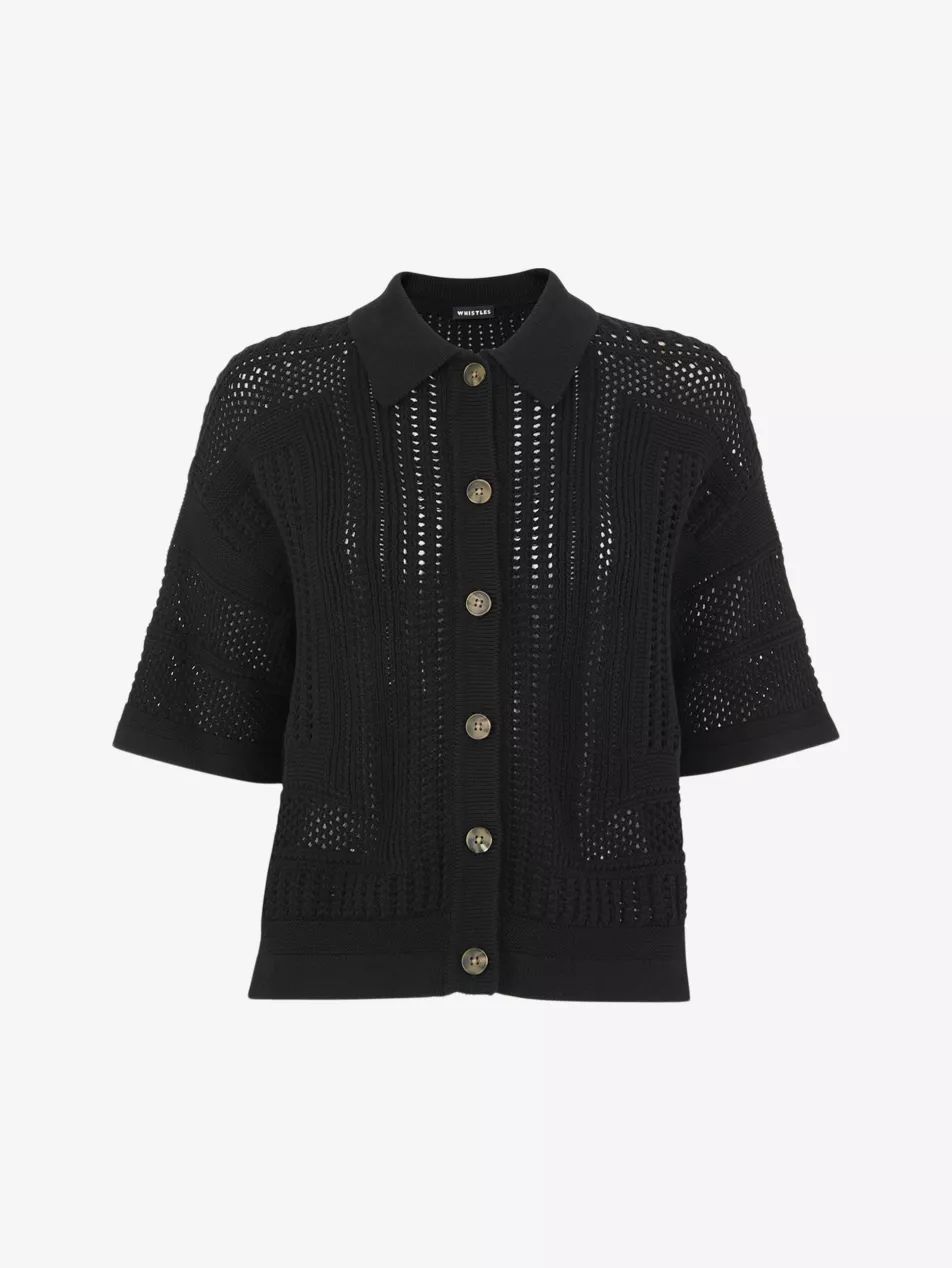 Button-down short-sleeve crochet shirt | Selfridges