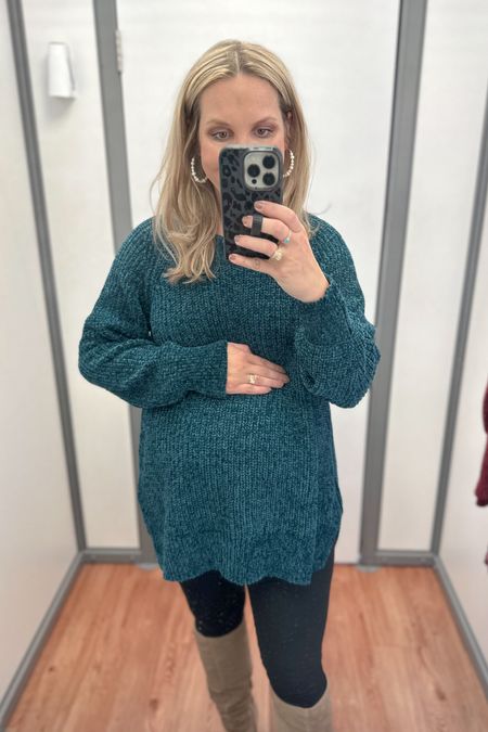 These $20 chenille sweaters from Walmart are amazing!! I’m wearing a size medium at 34+ weeks pregnant. It’s  perfect length for leggings, too!! 

Fall outfits, thanksgiving outfit, holiday outfits, Walmart style, bump friendly, boots 

#LTKSeasonal #LTKHoliday #LTKbump