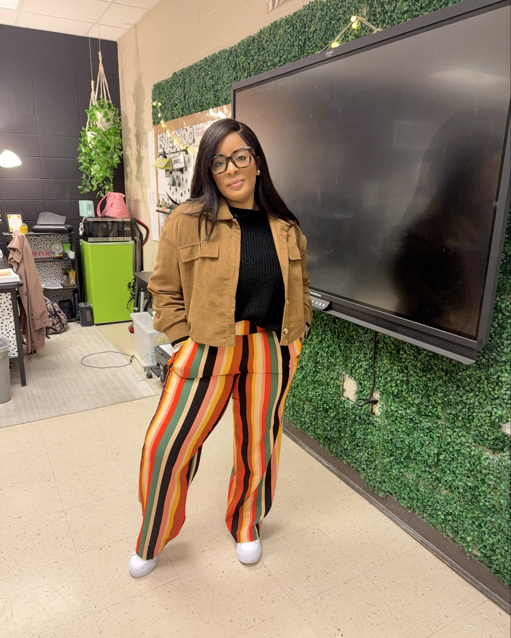 Couldn’t link: 
Pants: FASHION NOVA (Earned My Stripes Flare Pants) 