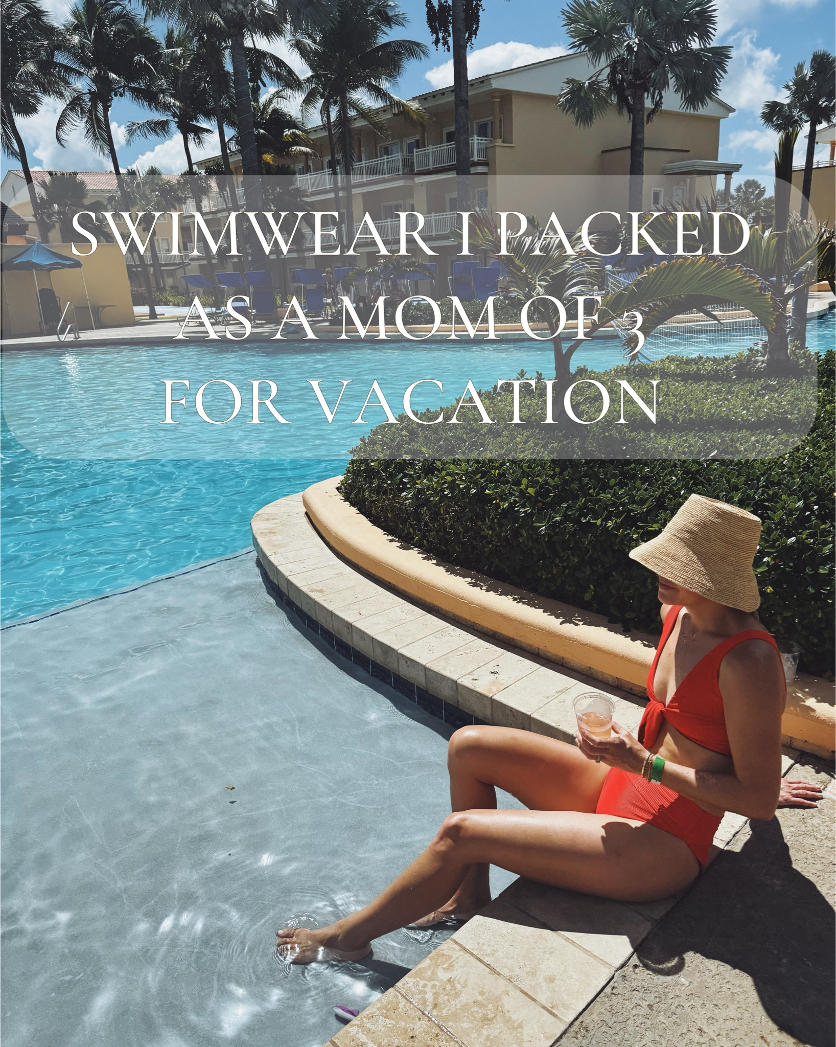 Swimwear and coverups I packed for vacation as a mom of 3. All size small/2 except: farm Rio blouse is XS (also linked this years print) and XS Jcrew pants, but could have done a small. Could have done an XS in the Abercrombie pants. The white maxi coverup is old Abercrombie. 