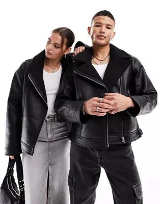 COLLUSION Unisex ultimate oversized aviator jacket in black | ASOS (Global)