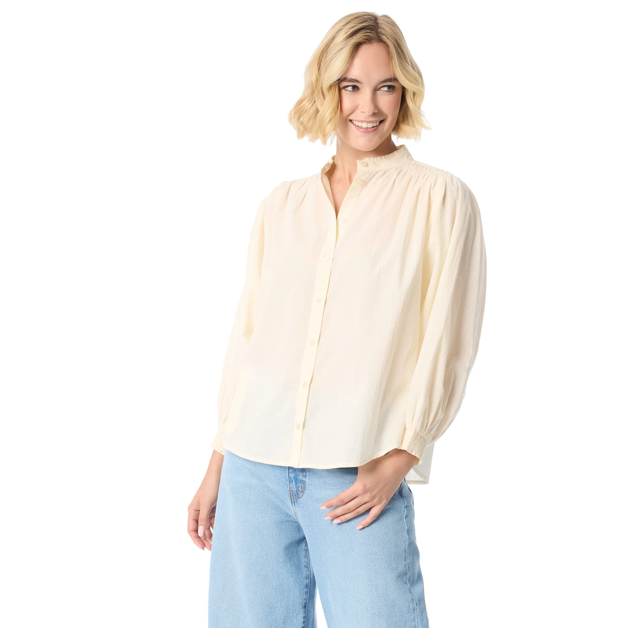 Jessica Simpson Women's and Women's Plus Rowen Button Front Shirt, Sizes XS-5X | Walmart (US)