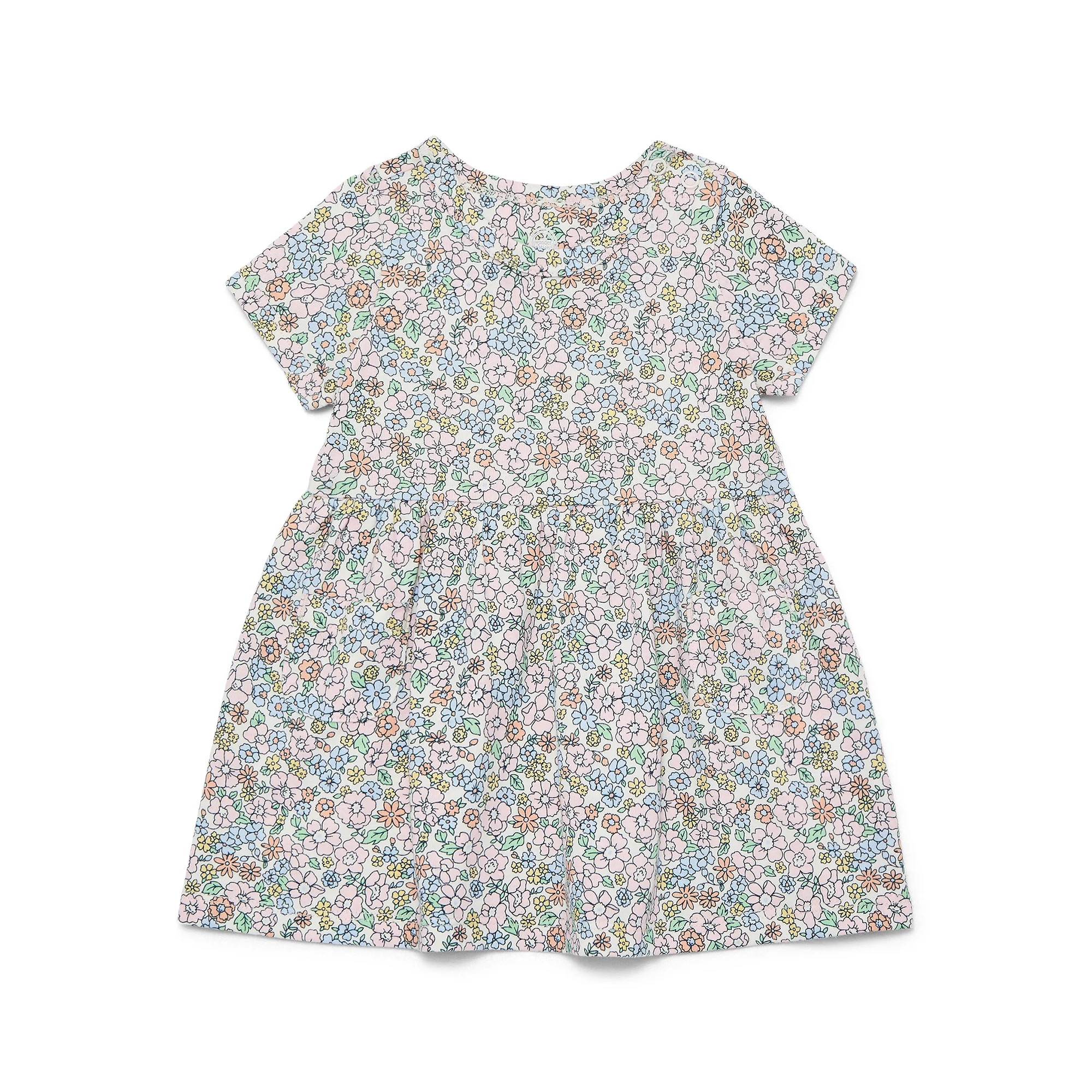 Wonder Nation Baby Girls Dress with Short Sleeves, Sizes 0-24 Months | Walmart (US)
