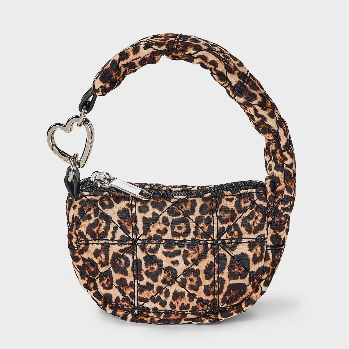 Micro Quilted Leopard Print Pouch Bag Charm - Wild Fable™ Black | Target