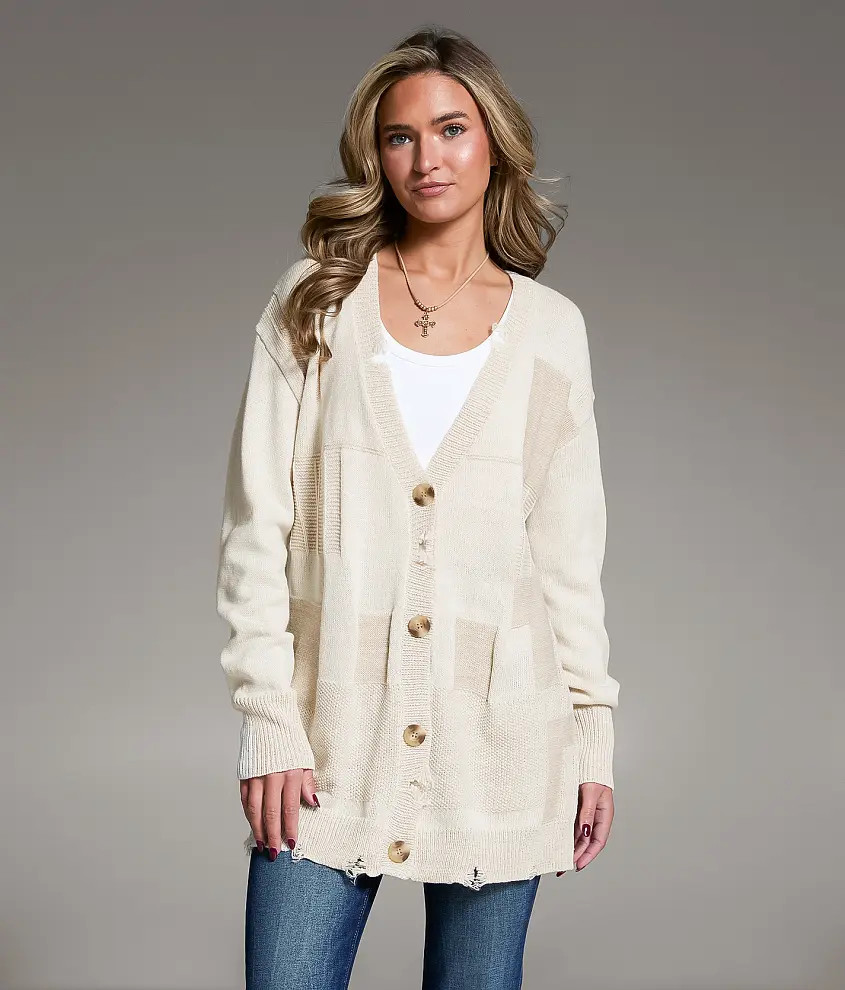 Checkered Cardigan Sweater | Buckle