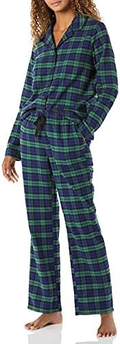 Amazon Essentials Womens Flannel Long-Sleeve Button Front Shirt and Pant Pajama Set | Amazon (US)