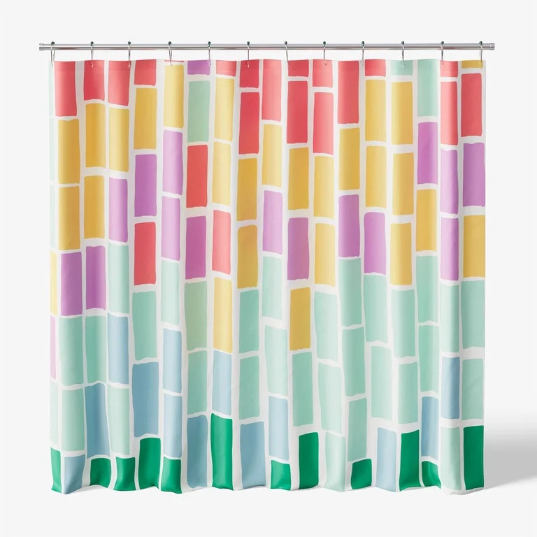 Mainstays Kids Fabric Shower Curtain with Hooks Set, Geo | Walmart (US)