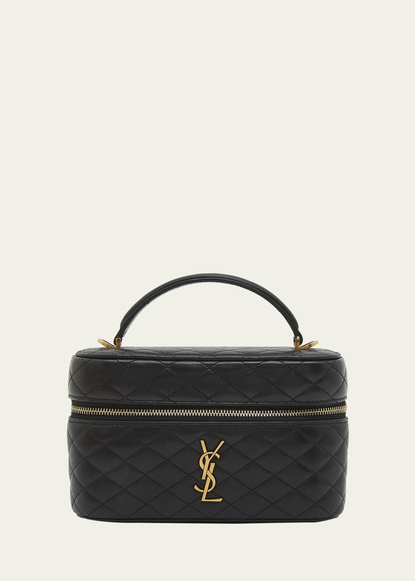 Saint Laurent Gabby Mini Vanity Case in Quilted Leather with Gold Hardware | Bergdorf Goodman