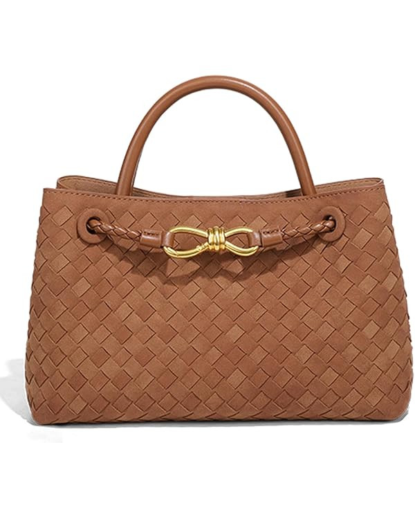 Suede Woven Tote Bag for Women PU Leather Hobo Bags Trendy Crossbody Purse Shoulder Satchel Bag T... | Amazon (US)