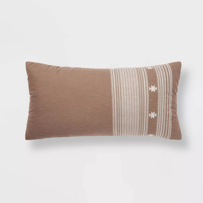 12"x24" Oversize Global Cotton Woven Lumbar Throw Pillow Brown/Cream - Threshold™ | Target