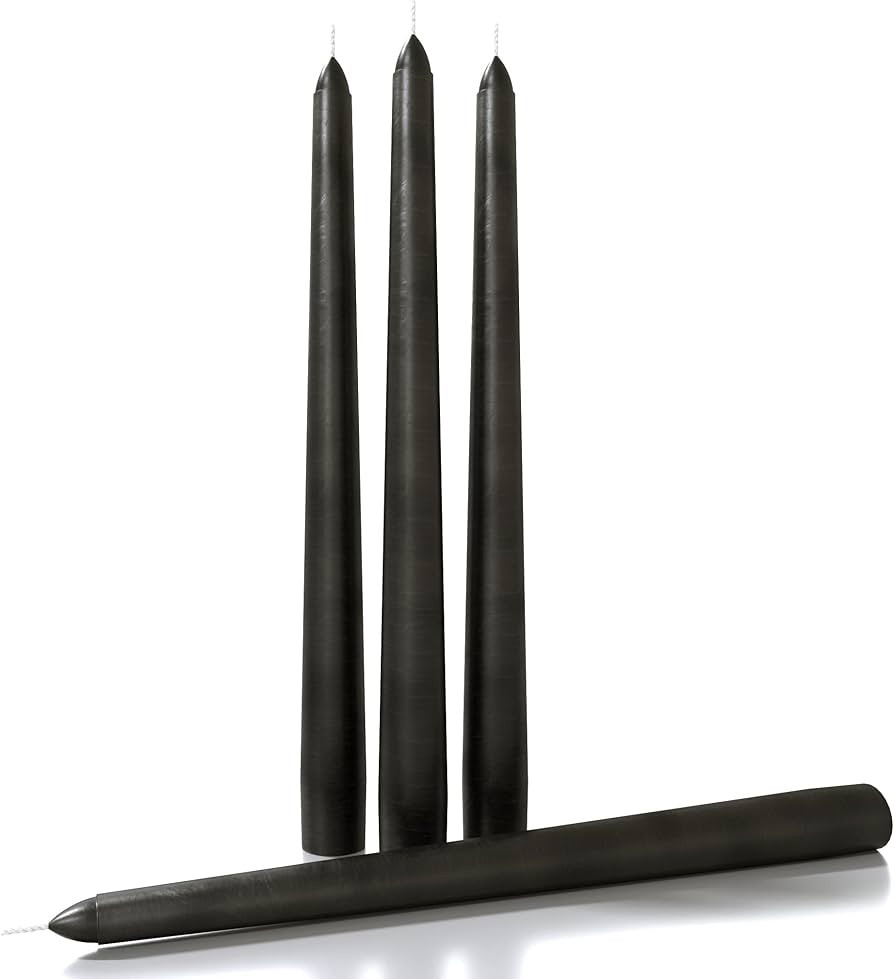 CANDWAX 10 inch Taper Candles Set of 4 - Halloween Taper Candles Unscented - Black Candles Hallow... | Amazon (US)
