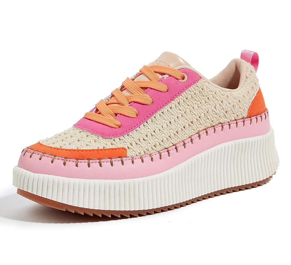 LUCKY STEP Women's Platform Sneakers Rhinestone Fashion Chunky Casual Sparkly Retro Braided Walki... | Amazon (US)