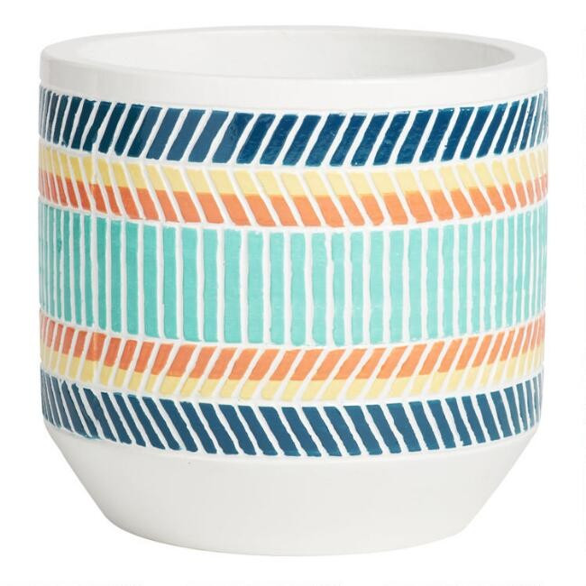 Multicolor Hand Painted Cement Abigail Outdoor Planter | World Market