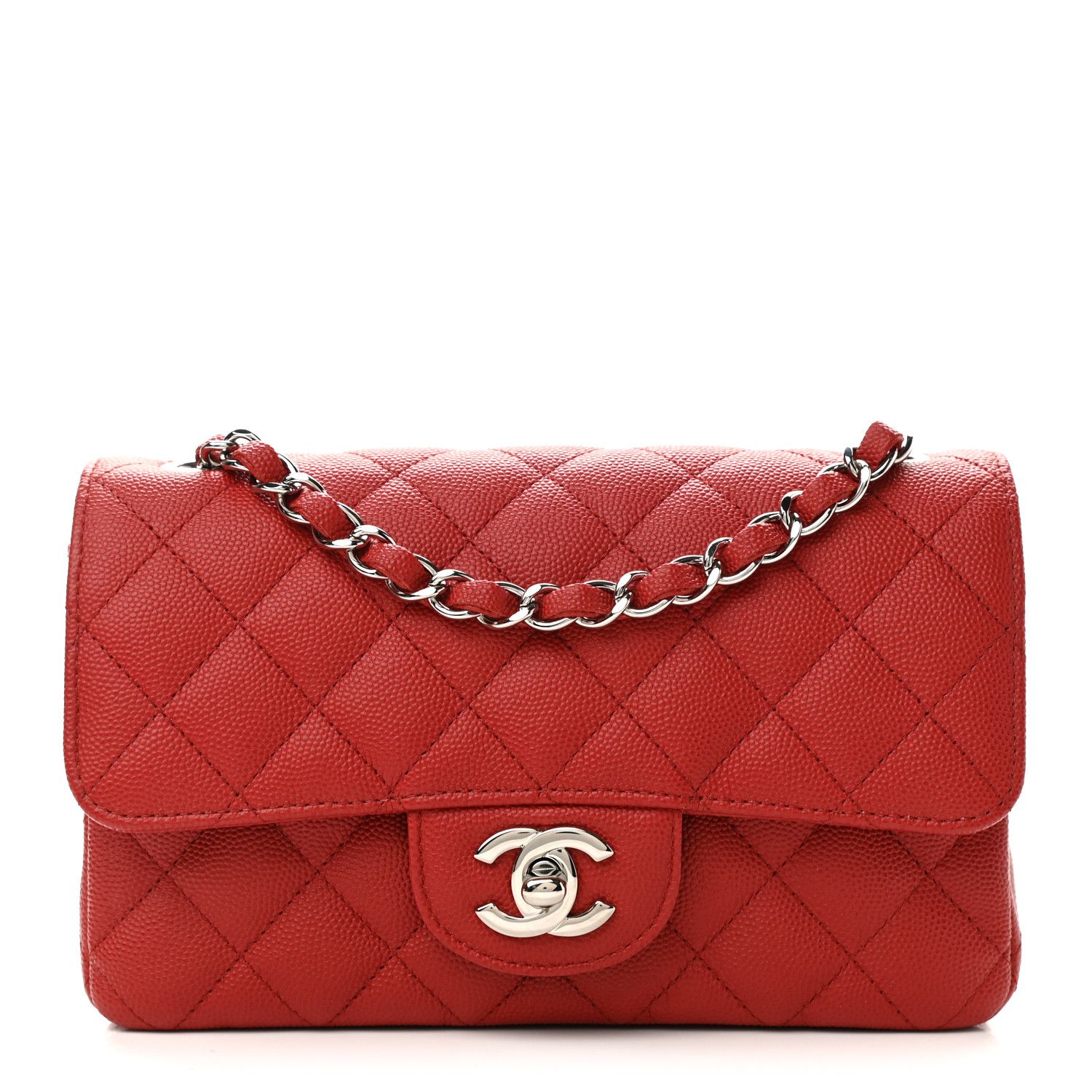 CHANEL Caviar Quilted Mini Rectangular Flap Red | FASHIONPHILE | Fashionphile