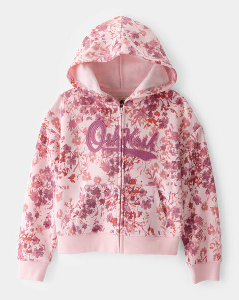 Girls DayDream Fleece OshKosh Logo Floral Hooded Zip-Up Jacket - Pink | Carter's Inc