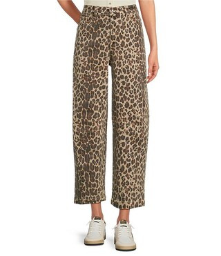 Leopard Print Denim Barrel Jeans | Dillard's