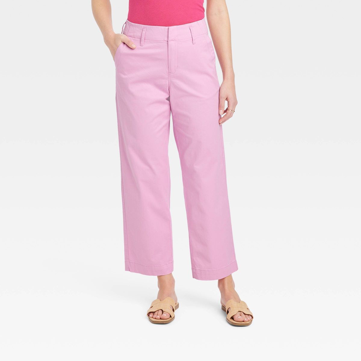 Women's High-Rise Straight Ankle Chino Pants - A New Day™ Light Pink 2 | Target