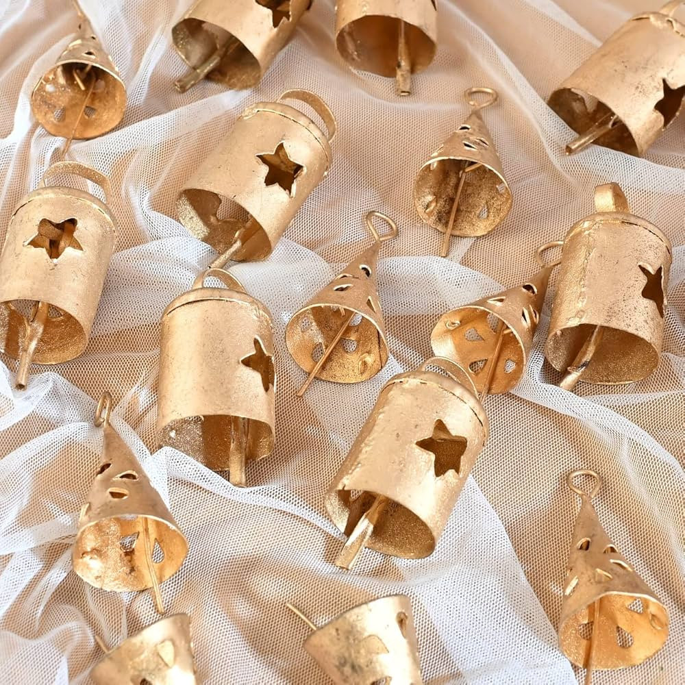 Soul Bells, Vintage Cutwork Iron Bells, Bohemian Decor, Indian Bells, Wind Chimes, Meditation, Christmas Bells, Bells for Decoration (Gold, 20) | Amazon (US)