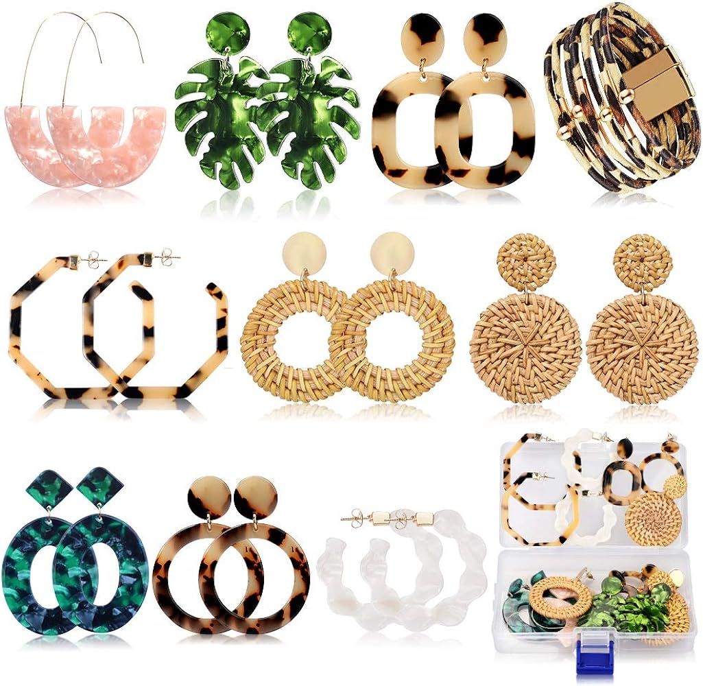 Acrylic Earrings for Women Girls Drop Dangle Leaf Earrings Resin Minimalist Bohemian Statement Jewel | Amazon (US)