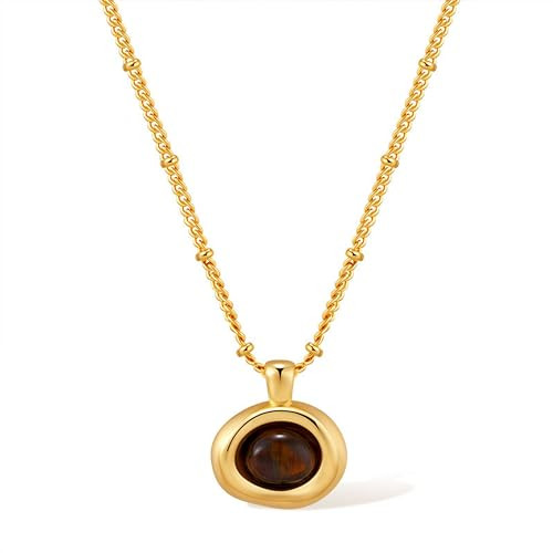 Jean Beau Gold Stone Pendant Necklaces for Women, Chunky Gemstone Dangle Necklace Wedding Prom Fa... | Amazon (US)