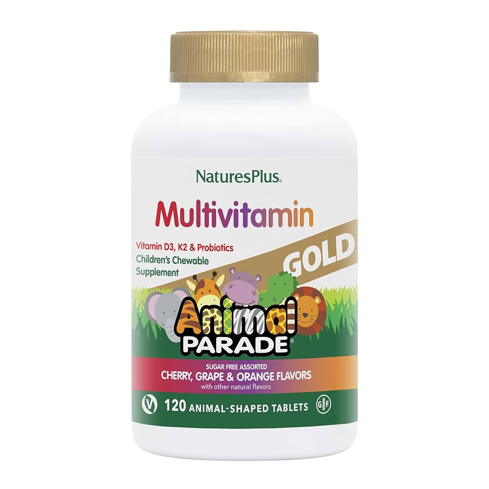 Natures Plus Animal Parade Gold Children's Multivitamin - 120 Animal-Shaped Chewable Tablets - As... | Amazon (US)
