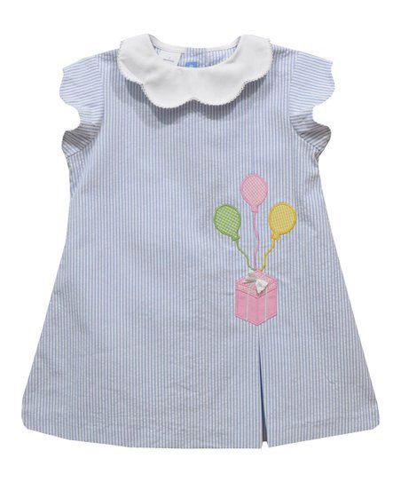 Blue & White Birthday Appliqué Collared Shift Dress - Infant, Toddler & Girls | Zulily