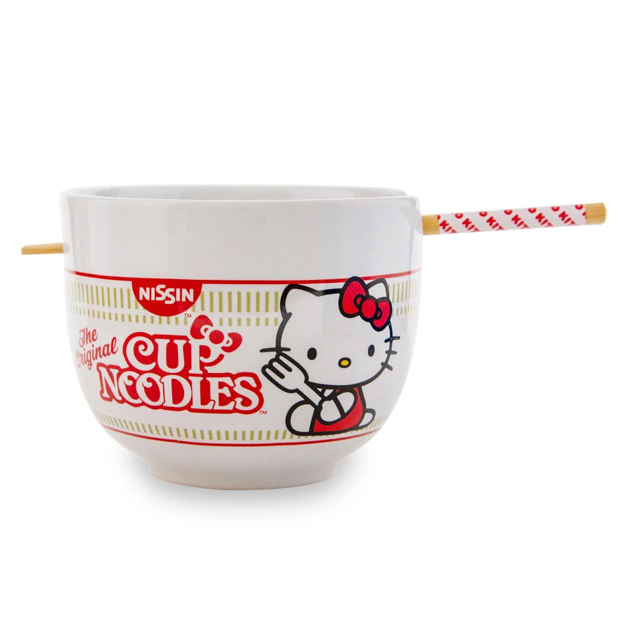 Sanrio Hello Kitty x Nissin Cup Noodles 20-Ounce Ramen Bowl and Chopstick Set | Toynk
