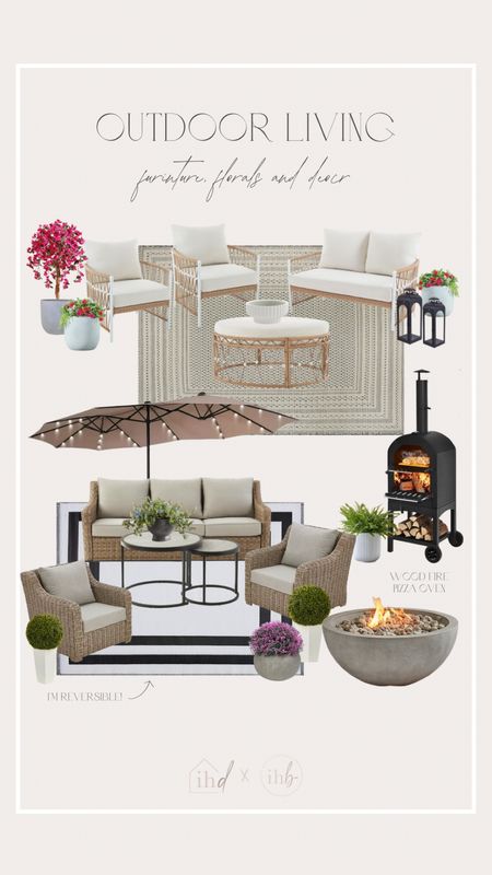 Outdoor furniture, florals, and decor are all from @walmart. Such great items at such an affordable price! These are all timeless pieces that will last for years! The pizza oven would be so good for summer nights! Also love the reversible Better Homes and Gardens outdoor rug! #walmart #walmartfinds #walmarthome 

#LTKHome #LTKStyleTip #LTKSeasonal