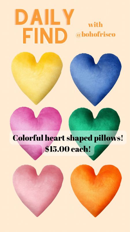 Colorful fun heart shaped pillows for year round decor or colorful boho eclectic toss pillow Valentine’s Day decor cheap budget friendly vday orange heart 

#LTKunder50 #LTKSeasonal #LTKhome