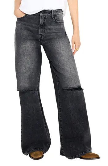 Good American Good Ease High Waist Wide Leg Jeans in Black346 at Nordstrom Rack | Nordstrom Rack
