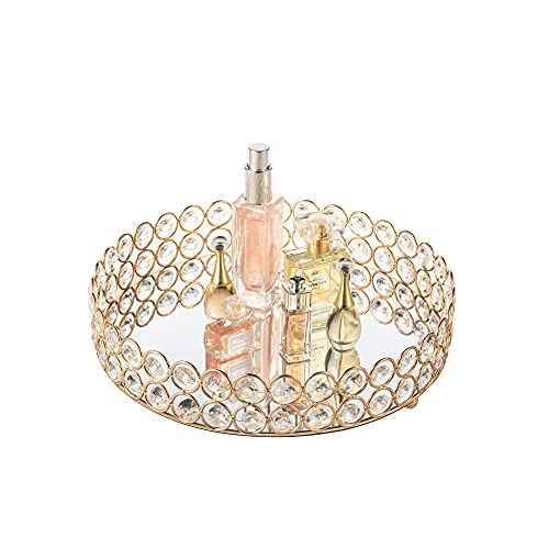 LINDLEMANN Mirrored Crystal Vanity Tray - Ornate Decorative Tray for Perfume, Jewelry and Makeup (Ro | Amazon (US)