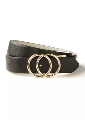 Vince Camuto Women's Double Circle Reversible Belt, Black, Large | Belk