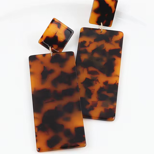 Fishsheep2021 leopardo do vintage acrílico resina balançar brincos para mulheres meninas grande... | Aliexpress BR (BR)