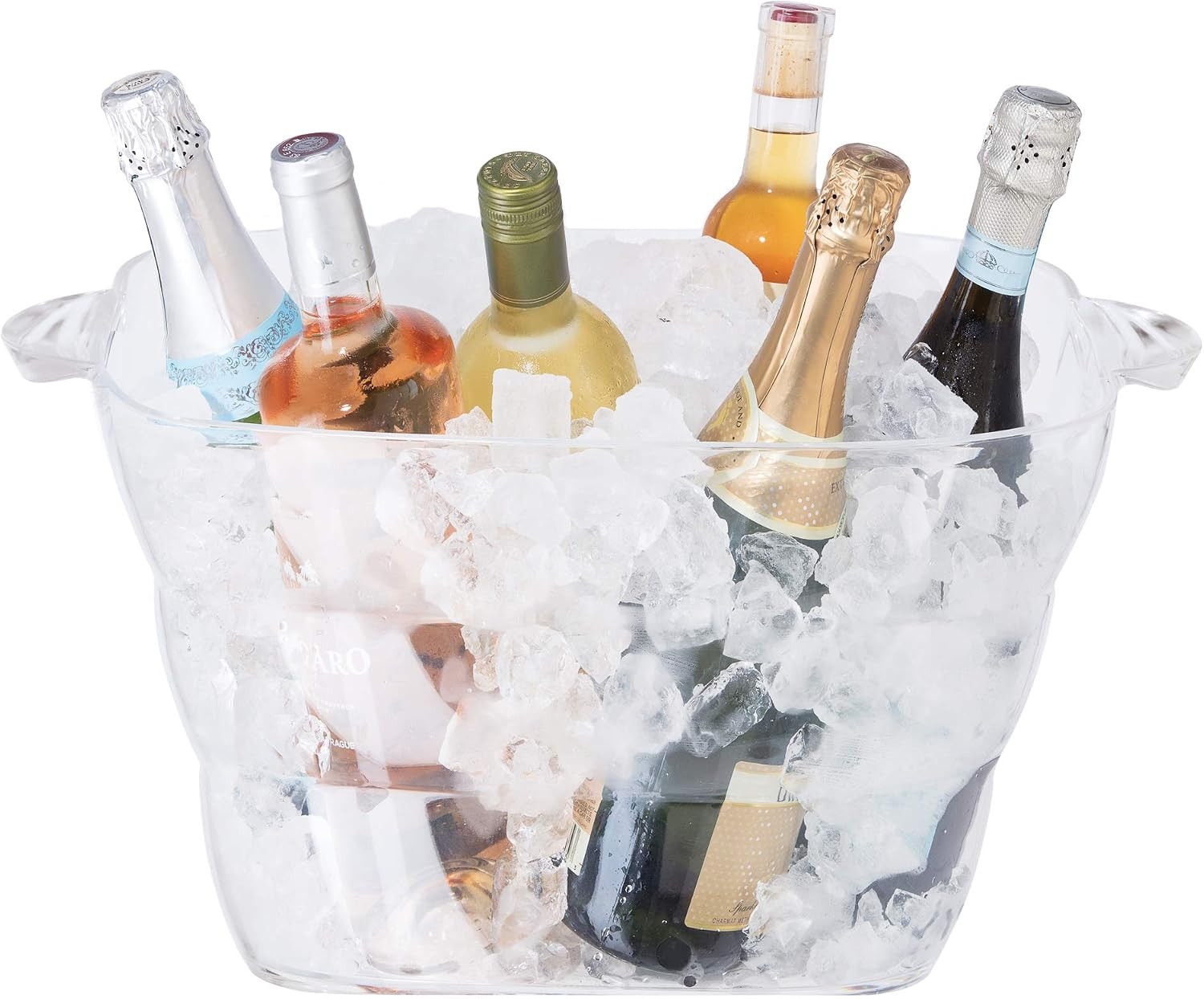 OGGI Acrylic Square Party Tub - Clear Beverage Cooler w/Handles, Wine Cooler, Beer Chiller, Ideal Party Tubs for Drinks, Use Ice Tub for Indoor or Outdoor Bars, 16.75" x 14" | Amazon (US)