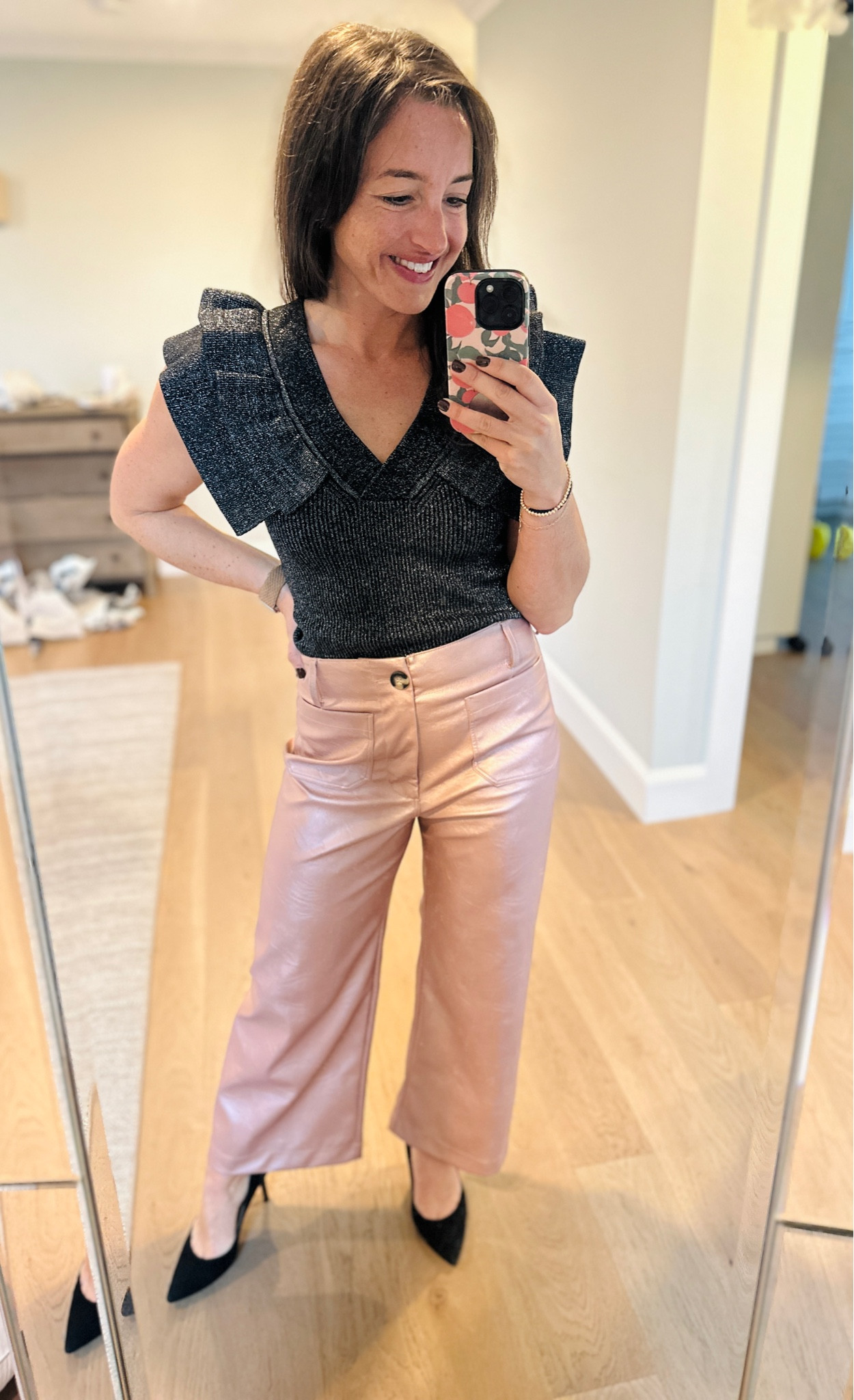 Anthropologie Sale Alert!! Loving this festive holiday look-this top is so versatile, and I paired with these gorgeous faux leather cropped pants. Elevated and chic, ready for a girls night, or holiday party!

Anthro sale, holiday look, Tis the season, faux leather, sparkle, Christmas party 

#LTKSaleAlert #LTKHoliday #LTKSeasonal