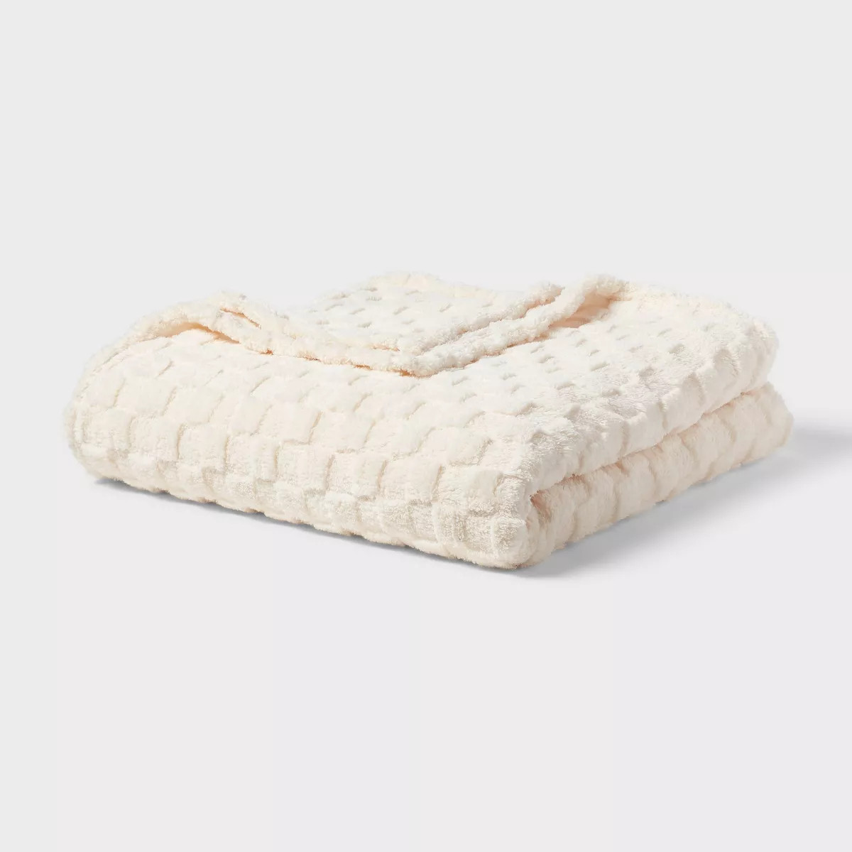 Twin/Twin Extra Long Checkered Jacquard Plush Blanket Rust - Room Essentials™ | Target